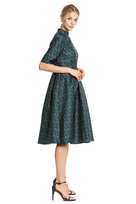 ZVY 海军蓝中袖提花连衣裙 4180 商品图2