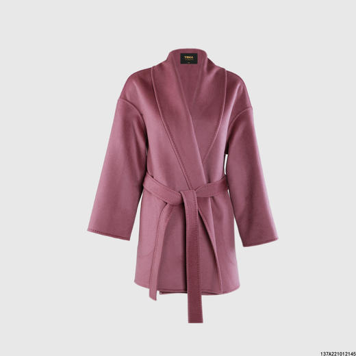 落肩袖双面手工中长款大衣 商品图0