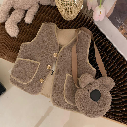 【小熊毛毛马甲】韩版童装儿童马甲外套22秋冬季新品可爱小熊熊宝宝加绒羊羔毛马甲 商品图3