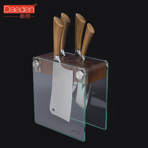 德国戴德刀架厨房置物架刀具收纳用品钢化玻璃相思木刀座菜刀架子 商品图3