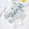 「5双装！9款配色」秋冬款袜子 女运动学院风可爱中筒保暖女士高筒棉袜配饰 商品缩略图0