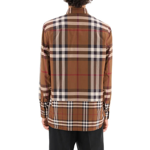 BURBERRY 巴宝莉 男士对比感格纹棉质长袖衬衫 格子 8058579 A9011 商品图3