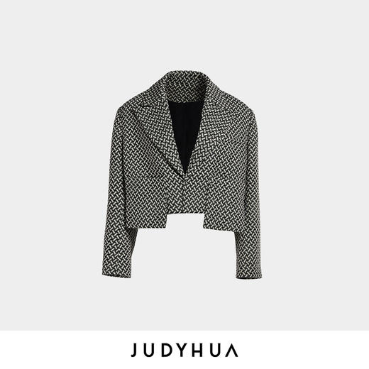 JUDYHUA 黑白格纹拼接设计短西装 商品图3
