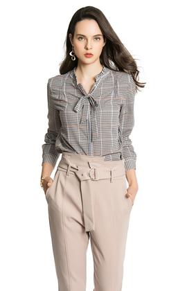 ONLY 复古格纹系带衬衣 4257