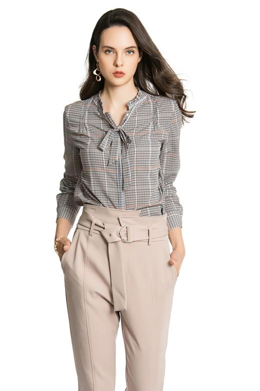 ONLY 复古格纹系带衬衣 4257 商品图0