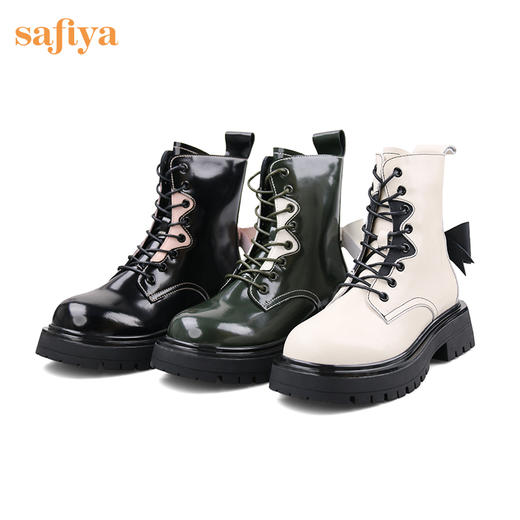 【限时秒S】Safiya/索菲娅 辣妹炸街2022冬季新款开拆卸小众撞色蝴蝶结厚底马丁靴 SF24116109 商品图5