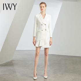 IWY/新款秋冬白色长袖连衣裙时尚通勤商务裙子白领主持人工作Q11359