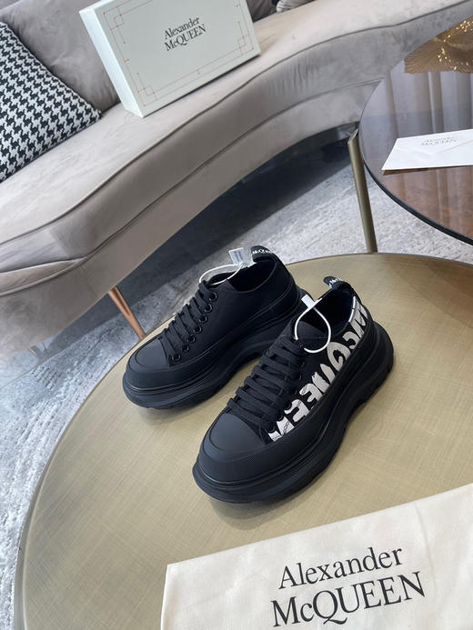 黑色低帮白字母印花帆布 商品图2