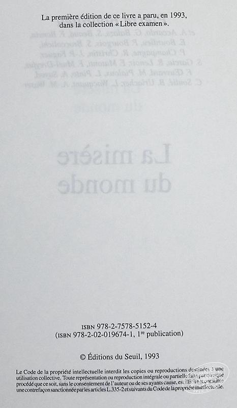 【中商原版】皮埃尔 布尔迪厄 世界的苦难 La Misere du monde 法文原版 Pierre Bourdieu 法国当代社会学家 商品图4