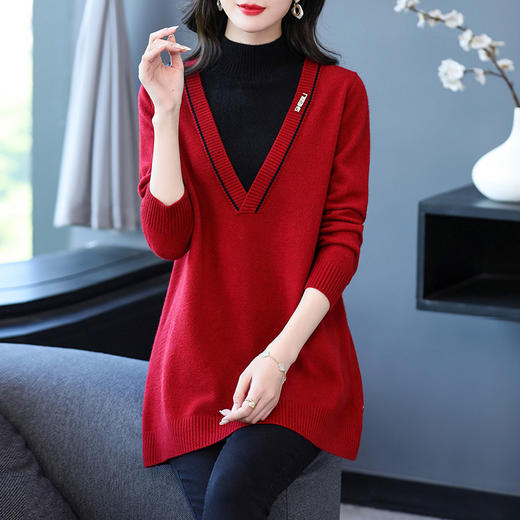 配大衣内搭假两件半高领针织打底衫CC-17-12630 商品图4