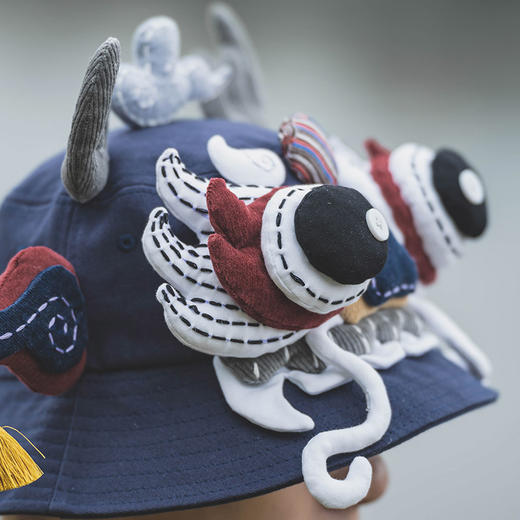 【1.21-2.6停发】芽小七原创舞龙中国风夏季手工渔夫帽男女大檐圆顶防晒遮阳盆帽子 商品图2