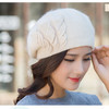 YJFS-LXM-422  韩版时尚保暖双层织花贝雷帽 商品缩略图0