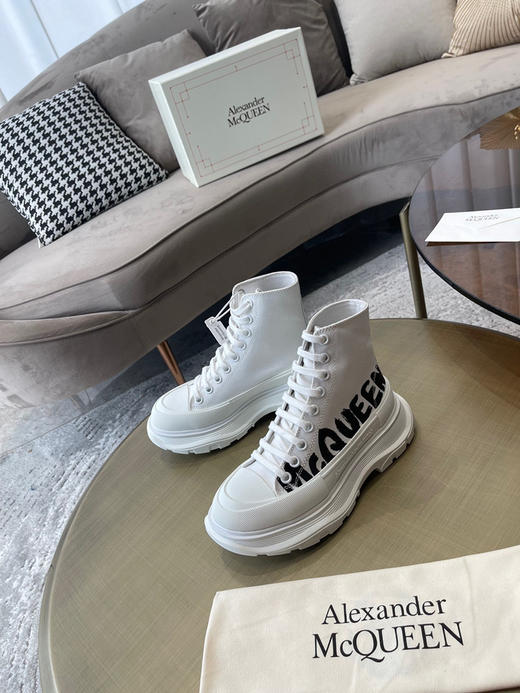 高帮白色黑字母帆布印花 商品图2