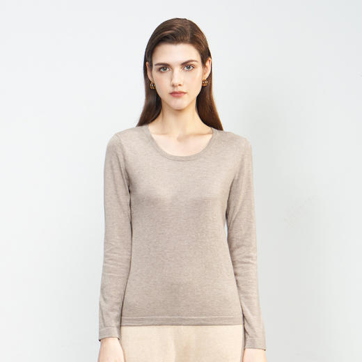 【小山羊绒内衣女士平面A版】METTE羊绒世家秋冬女士羊绒内衣圆领纯色内搭保暖薄毛衣 商品图2