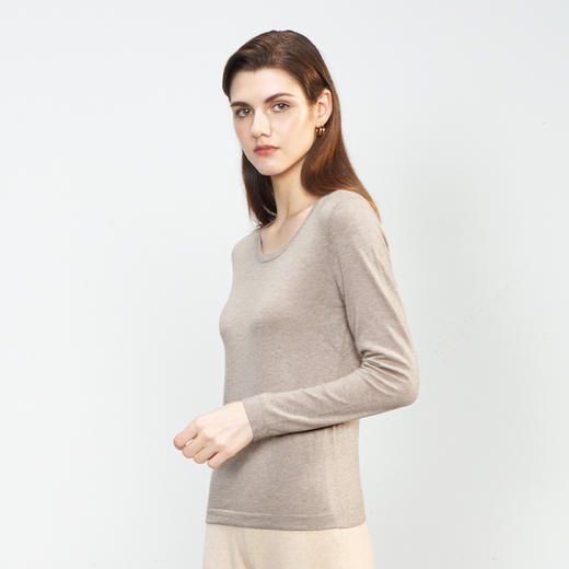 【小山羊绒内衣女士平面A版】METTE羊绒世家秋冬女士羊绒内衣圆领纯色内搭保暖薄毛衣 商品图3