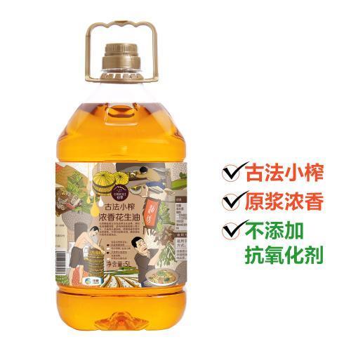 【底部破损介意慎拍24.1月到期】中粮初萃古法小榨浓香花生油5L食用油 商品图3