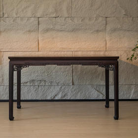 二十世纪 红木束腰马蹄腿回纹画桌