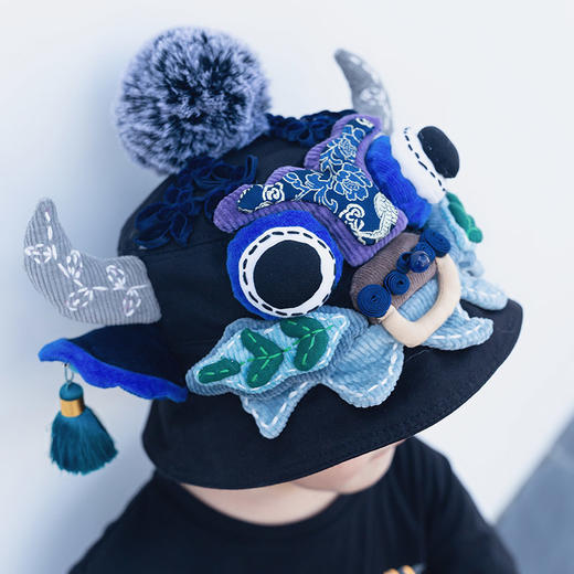 【1.21-2.6停发】芽小七原创儿童帽子夏牛头手工渔夫帽亲子款小帽檐盆帽防晒遮阳帽 商品图0