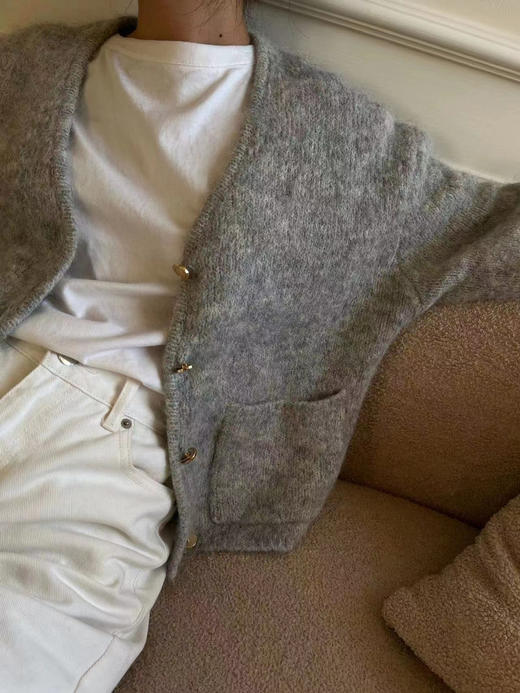 Viktoria Chan | AW22077 Rue knitted cardigan [羊驼毛开衫外套 灰/白] 商品图2