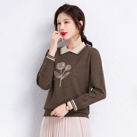 娃娃领短款时尚毛衣，洋气宽松上衣针织打底衫CC-22266 商品图2