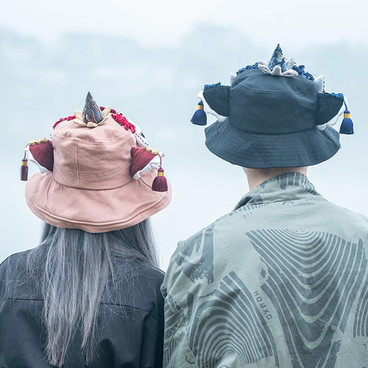 【2.10停发】芽小七原创国潮醒狮夏季手工渔夫帽情侣款大帽檐盆帽遮阳帽防晒 商品图1