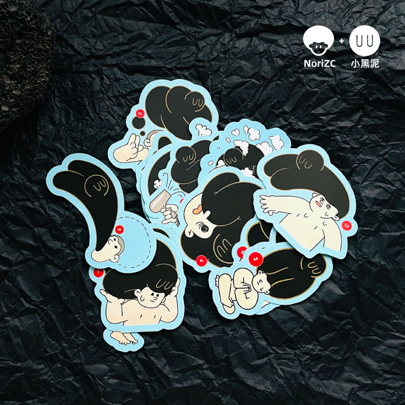 NoriZC x 小黑泥｜Shampoo｜贴纸套装｜15张一组｜有赠品彩蛋
