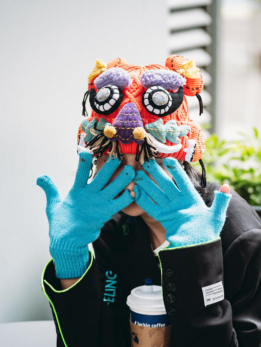 【1.21-2.6停发】芽小七原创设计虎头国潮毛织手工冬季帽子女保暖毛线成人针织帽 商品图2