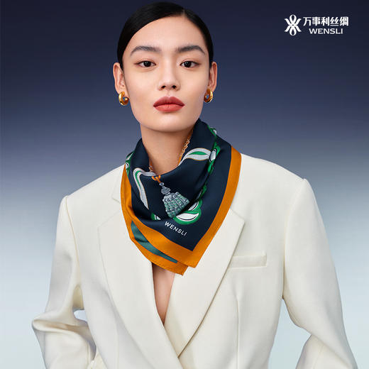 WENSLI/万事利 双面印花中方巾-纷繁艺境 商品图5
