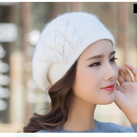 YJFS-LXM-422  韩版时尚保暖双层织花贝雷帽 商品图2