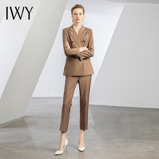 IWY/秋冬咖色西装套装女比亚迪工作西服白领时尚通勤商务正装OLC11373+P11373 商品图4