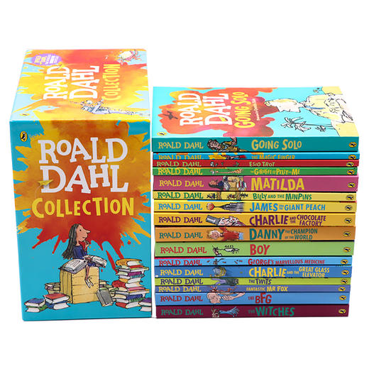 罗尔德达尔英文原版16册全套系列书 Roald Dahl Collection 16 Books Box Set 查理和巧克力工厂好心眼巨人魔法手指了不起的狐狸爸爸 商品图3