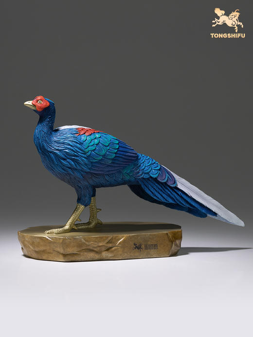 铜师傅 全铜摆件《铜师傅百鸟集》之蓝鹇 铜工艺品 家居饰品摆件 商品图2
