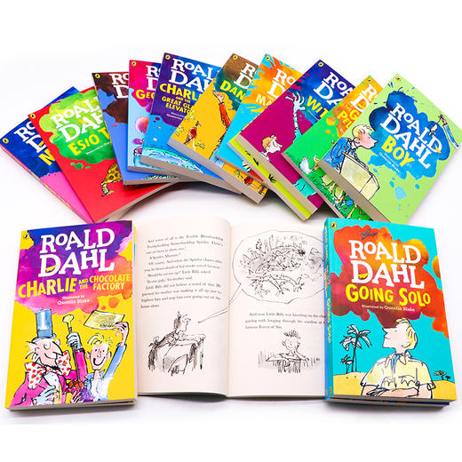 罗尔德达尔英文原版16册全套系列书 Roald Dahl Collection 16 Books Box Set 查理和巧克力工厂好心眼巨人魔法手指了不起的狐狸爸爸 商品图0
