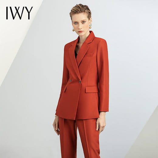 IWY/秋冬新款橘红色职业正装西装套装女两件套高级感英伦风C12312+P12312 商品图4