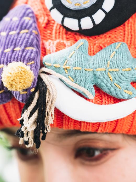 【1.21-2.6停发】芽小七原创设计虎头国潮毛织手工冬季帽子女保暖毛线成人针织帽 商品图4