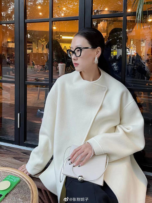 HIDEMI 美利奴双面羊毛不对称设计感翻领大衣 商品图9