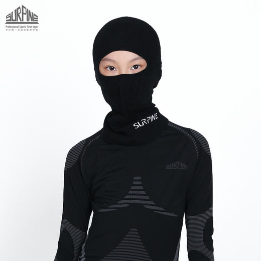 SURPINE全无缝羊毛保暖透气滑雪护脸头套儿童骑行防寒面罩 商品图2