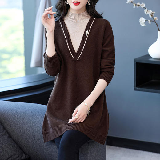 配大衣内搭假两件半高领针织打底衫CC-17-12630 商品图7