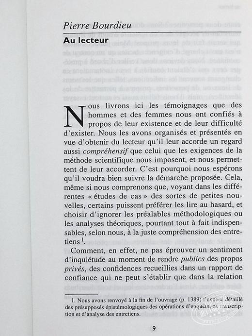 【中商原版】皮埃尔 布尔迪厄 世界的苦难 La Misere du monde 法文原版 Pierre Bourdieu 法国当代社会学家 商品图5