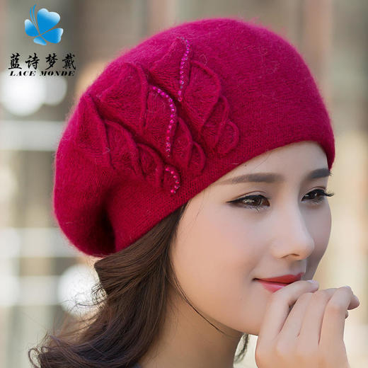 YJFS-LXM-422  韩版时尚保暖双层织花贝雷帽 商品图4