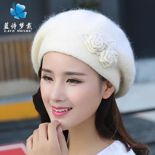 YJFS-LXM-422  韩版时尚保暖双层织花贝雷帽 商品图3