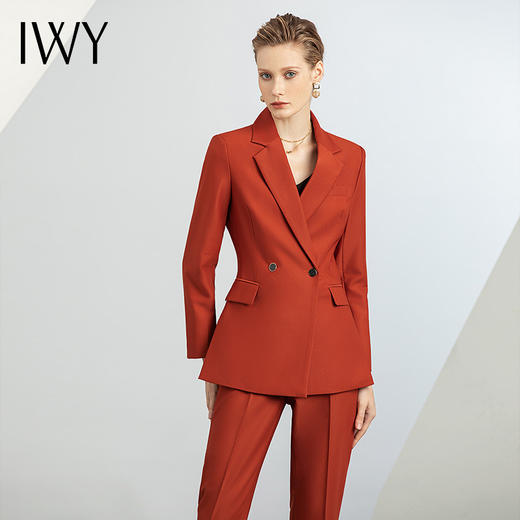IWY/秋冬新款橘红色职业正装西装套装女两件套高级感英伦风C12312+P12312 商品图2