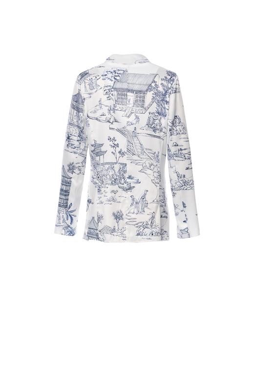 雍正十二月行乐图原创印花缎面西服外套 商品图1