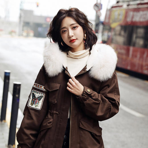 时尚保暖腰间收绳，脱卸大毛领加绒派克服HR-NS6019 商品图5