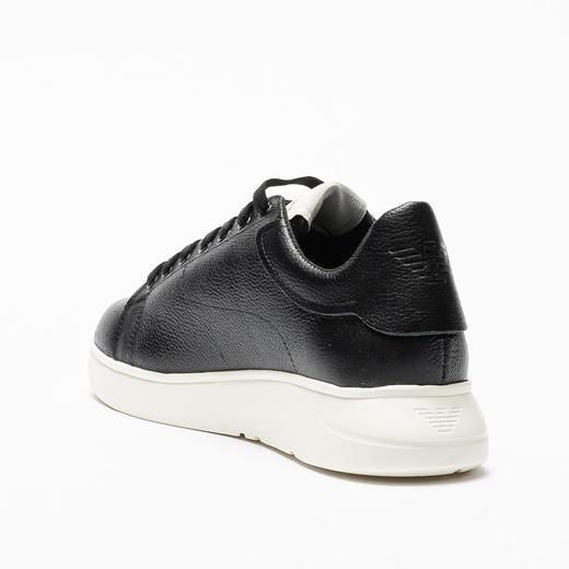 EMPORIO ARMANI 阿玛尼 男士皮革徽标压花系带休闲运动鞋 黑色 X4X264 XF532 00002 商品图2