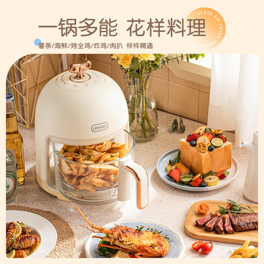 七彩叮当空气炸锅透明可视家用2022新款多功能蒸汽玻璃空气电炸锅 商品图4
