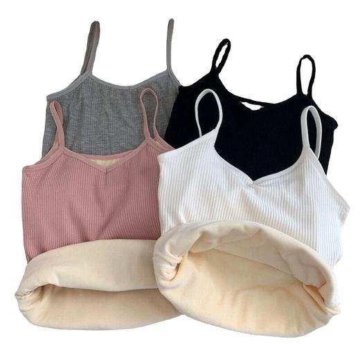 秋冬双层加绒加厚吊带少女保暖背心舒适打底内穿修身学生保暖内衣 商品图4