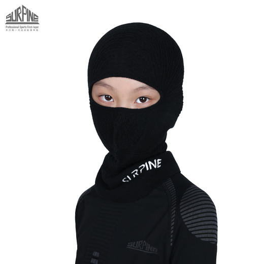 SURPINE全无缝羊毛保暖透气滑雪护脸头套儿童骑行防寒面罩 商品图0