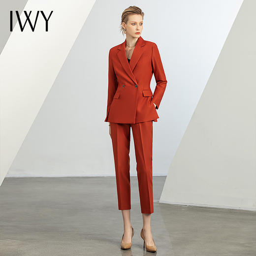 IWY/秋冬新款橘红色职业正装西装套装女两件套高级感英伦风C12312+P12312 商品图1