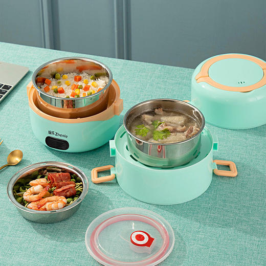 【上班族必备！智能升温加热】电热饭盒保温双层多功能饭盒 插电加热饭 上班族蒸煮便当盒礼品 商品图2